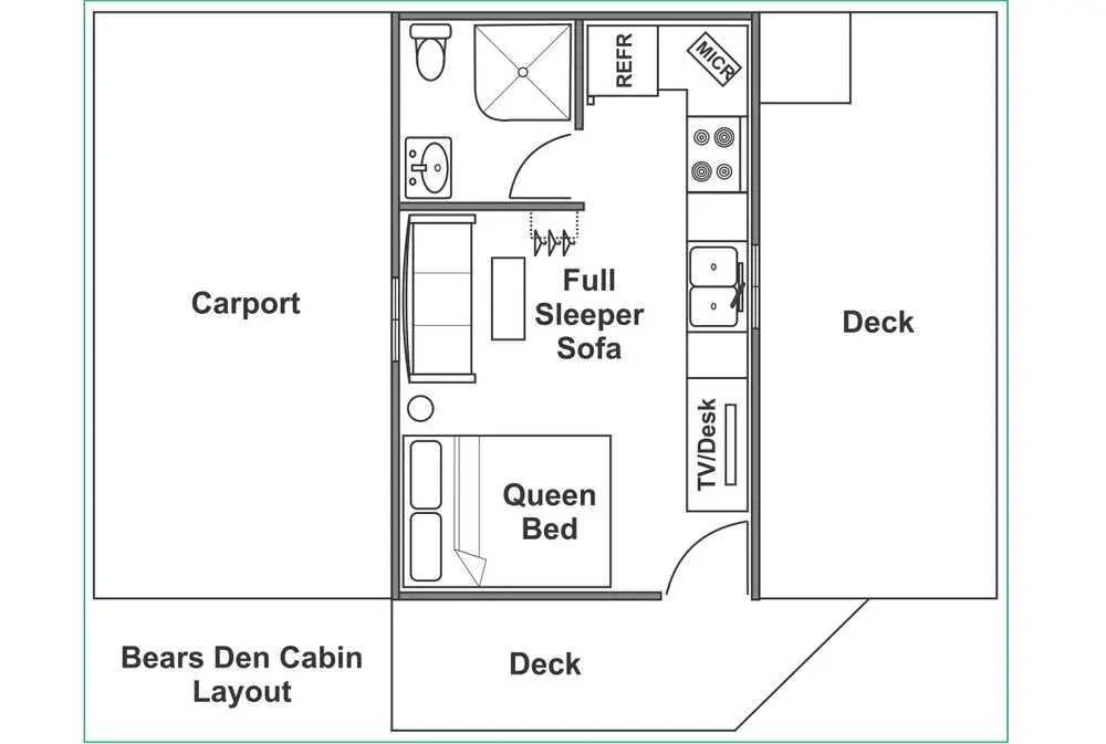 A floor plan of the cabin.