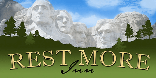 A picture of mount rushmore with the words " best motel inn ".